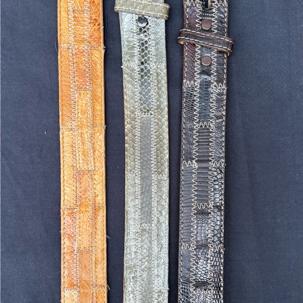 Set of Three Textured Tony Lama Leather Belts